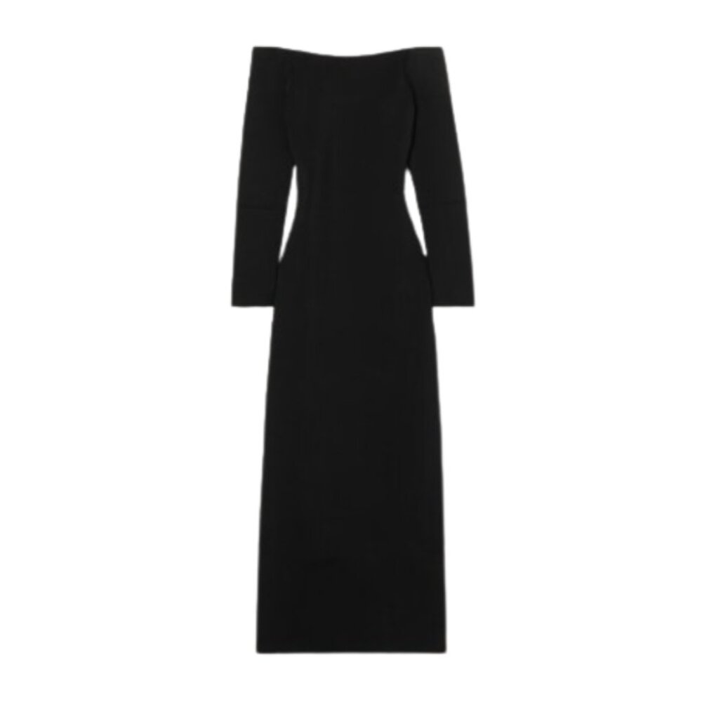Like New The Row Teresina Off the Shoulder Dress Womens L Black Stretch Jersey